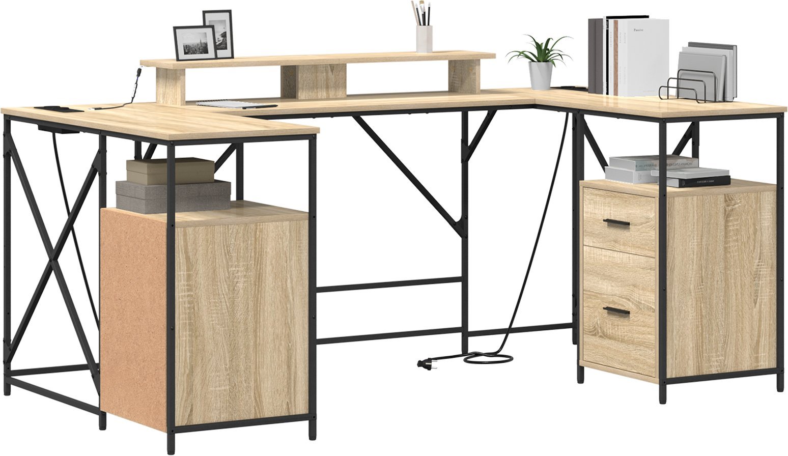 vidaXL Biurko Sonoma Oak 182 x 101 x 87.5 cm Materiał drewnopochodny