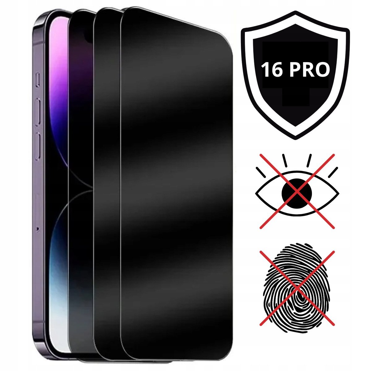 Szkło Hartowane Prywatyzujące iPhone 16 PRO Antypapilarna Powłoka