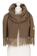 Apaszki i szaliki damskie - Ciepły duży szalik damski jesień zima PETERSON brązowy modny z frędzlami dwustronny wiskoza na prezent - miniaturka - grafika 1