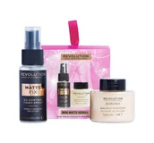 Utrwalacze do makijażu - MAKEUP REVOLUTION - Mini Matte Heroes - Gift Set - Zestaw prezentowy do makijażu twarzy - Matowy spray 30 ml + Puder Bananowy 10 g - miniaturka - grafika 1