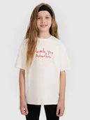 Koszulki dla dziewczynek - 4F T-shirt regular z nadrukiem dziewczęcy - biały 158 (12-13 lat) - miniaturka - grafika 1