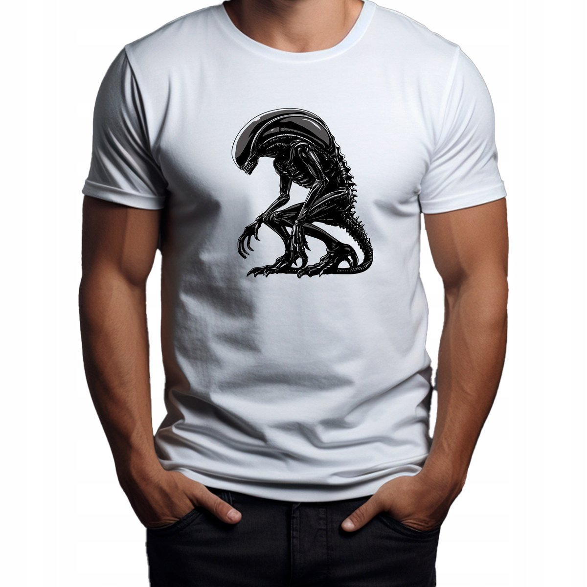 Nowoczesna Koszulka T-Shirt ''Obcy'' Bawełna L