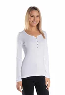 Bluzki damskie - Bluzka polo z ozdobnymi guzikami biała/Golden queen - miniaturka - grafika 1