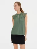 Bluzki damskie - Vero Moda Bluzka Milla 10226072 Zielony Regular Fit - miniaturka - grafika 1