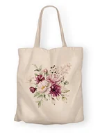 Torby i wózki na zakupy - Torba bawełniana z nadrukiem kwiatów piwonii - miniaturka - grafika 1