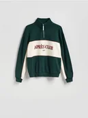 Bluzy męskie - Reserved - Bawełniana bluza ze stójką - ciemnozielony - miniaturka - grafika 1