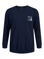 Bluzy męskie - JACK & JONES PLUS Męska bluza JCOFILO Sweat Crew Neck SN PLS, granatowa marynarka, 4XL, granatowy blezer, 4XL - miniaturka - grafika 1