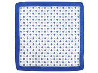 Krawaty i muchy męskie - Biała poszetka w niebieski geometryczny wzór E350 - miniaturka - grafika 1