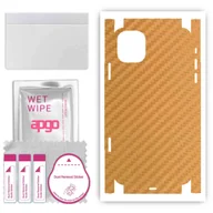 Szkła hartowane na telefon - Folia naklejka skórka strukturalna na TYŁ+BOKI do Apple iPhone 11 -  Carbon Złoty - apgo SKINS - miniaturka - grafika 1