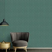 Tapety - Tapeta motyw art déco petrol blueIzłotym - 53 cm x 10.05 m - LIVINGWALLS - miniaturka - grafika 1