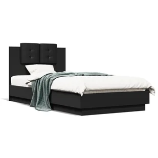 Rama łóżka z wezgłowiem i LED, czarna, 90x190 cm Lumarko! - Inne meble do sypialni - miniaturka - grafika 1