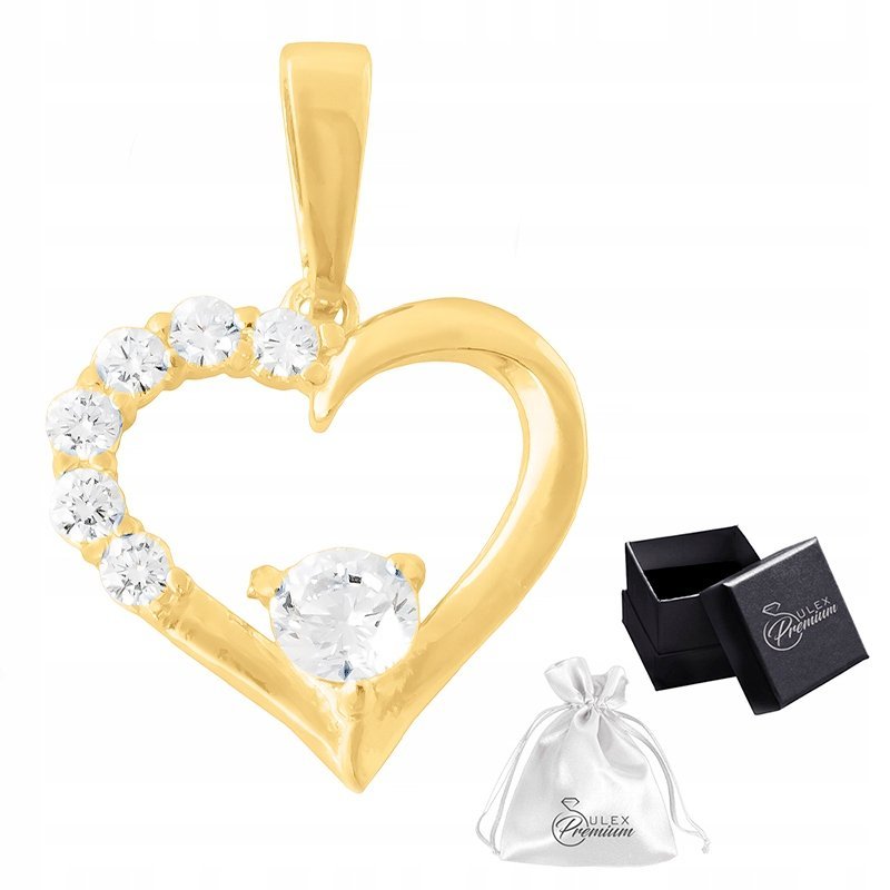 Zawieszka srebrna pr. 925 Ażurowe Pozłacane Serce z Cyrkoniami