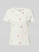 Koszulki i topy damskie - T-shirt z prążkowanym, okrągłym dekoltem model ‘OLYA’ - miniaturka - grafika 1