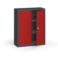 Szafy biurowe - KOVONA Szafa metalowa, 1150 x 950 x 400 mm, 2 półki, antracyt/czerwona C39330.2.O2.24B2B - miniaturka - grafika 1