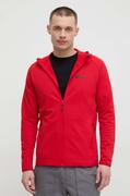 Bluzy męskie - Jack Wolfskin bluza sportowa Baiselberg kolor czerwony z kapturem gładka - miniaturka - grafika 1
