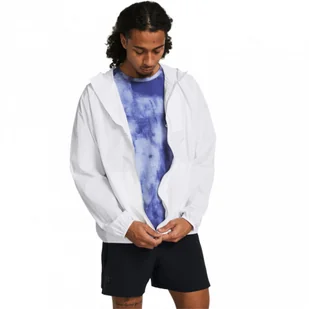 Męska kurtka do biegania Under Armour Launch Lightweight Jacket - biała - Kurtki męskie - miniaturka - grafika 1