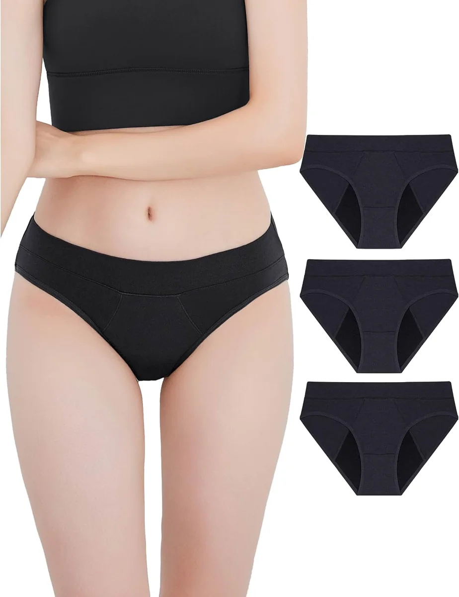 Majtki menstruacyjne damskie hipster 3 sztuki S All Black