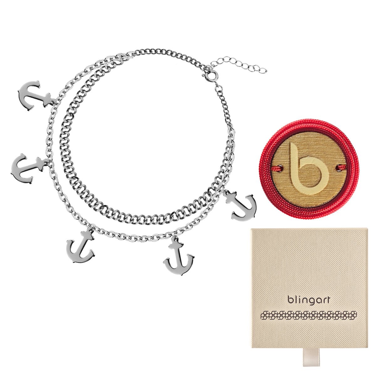 Bransoletka damska na nogę kostkę kotwica stal srebrna BLINGART