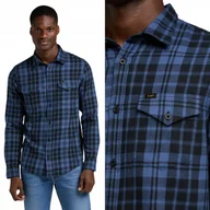 Koszule męskie - Lee REGULAR SHIRT Black GRANATOWA KOSZULA W KRATĘ REGULAR FIT XL - miniaturka - grafika 1