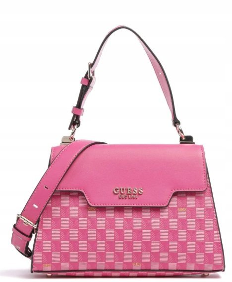 GUESS TOREBKA DAMSKA RÓŻOWA Z LOGO Z PASKIEM 28x 9x 17 1GŁA