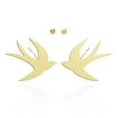 Kolczyki - Kolczyki z Jaskółką srebro pozłacane - miniaturka - grafika 1