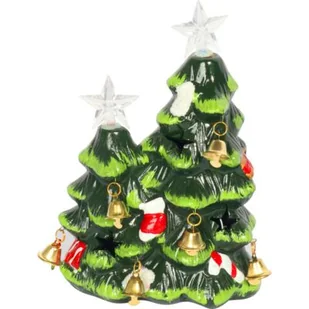 Ozdoba świąteczna ceramiczne choinki z LED 18,8 x 12,9 x 8 cm wielokolorowa - Ozdoby bożonarodzeniowe - miniaturka - grafika 1