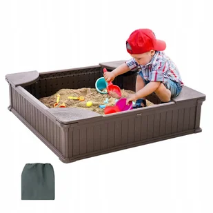 Piaskownica kwadratowa plastikowa zamykana z pokrywą 123x123 cm - Place zabaw - miniaturka - grafika 1