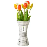 Wazony i flakony - Wazon Ceramiczny Klepsydra Biały czarny flakon - miniaturka - grafika 1