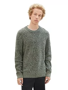 TOM TAILOR Denim sweter męski, 32777 - Green Fancy Mouline, XXL - Swetry męskie - miniaturka - grafika 1