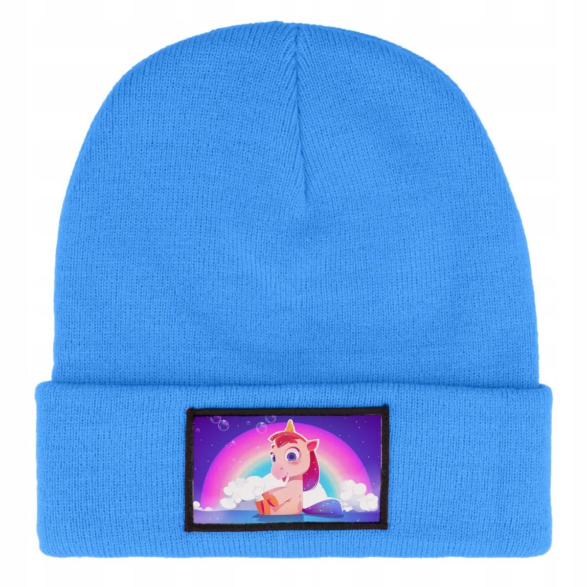 Czapka Zimowa Dziecięca JEDNOROŻEC TĘCZA Kreskówki Prezent Wzory Niebieska