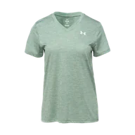 Koszulki i topy damskie - Damska Koszulka z krótkim rękawem UNDER ARMOUR TECH SSV- TWIST 1384227-348 – Oliwkowy - miniaturka - grafika 1