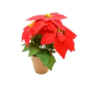 Sztuczne kwiaty - Gwiazda betlejemska w doniczce 32 cm zielono-czerwony - miniaturka - grafika 1