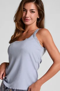 Hunkemöller Top z Prążkowanej Dzianiny z Koronką Fioletowy - Koszulki i topy damskie - miniaturka - grafika 1