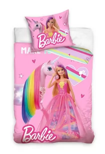 Carbotex, Komplet pościeli bawełnianiej 140X200 + 70X90, Barbie - Pościel dla dzieci - miniaturka - grafika 1