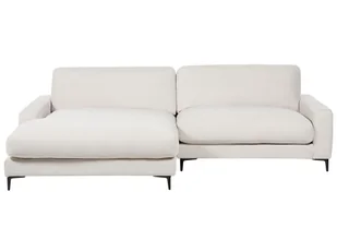 BELIANI Sofa narożna prawostronna złamana biel szenila czarne metalowe nóżki 190 x 272 x 83 cm kanapa narożnik rogówka do salonu nowoczesna - Narożniki - miniaturka - grafika 1