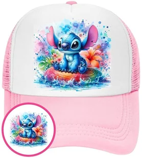 Czapka z Daszkiem Lilo i Stich Różowa z Nadrukiem Na Lato Siatka Bejsbolówka - Czapki i chusty sportowe męskie - miniaturka - grafika 1