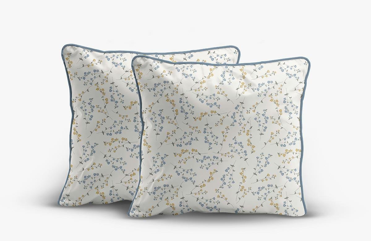 Poszewki z perkalu 40x40 białe w drobne gałązki kwiatów - komplet 2 szt. - Soft Garden