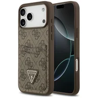 Etui i futerały do telefonów - Etui Guess 4G Double Card Triangle do iPhone 17 Pro Max brązowy - miniaturka - grafika 1