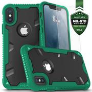 Etui i futerały do telefonów - Zizo Proton Case Pancerne etui iPhone X ze szkłem 9H na ekran (Emerald Green/Solid Black) - miniaturka - grafika 1