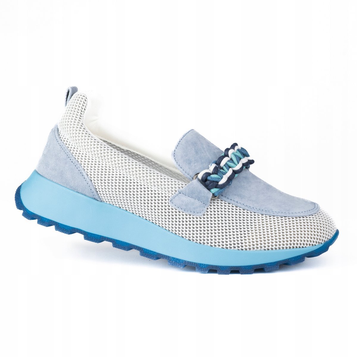 Półbuty mokasyny damskie GOODIN GD-PG2681 skóra siatka wsuwane niebieski 39
