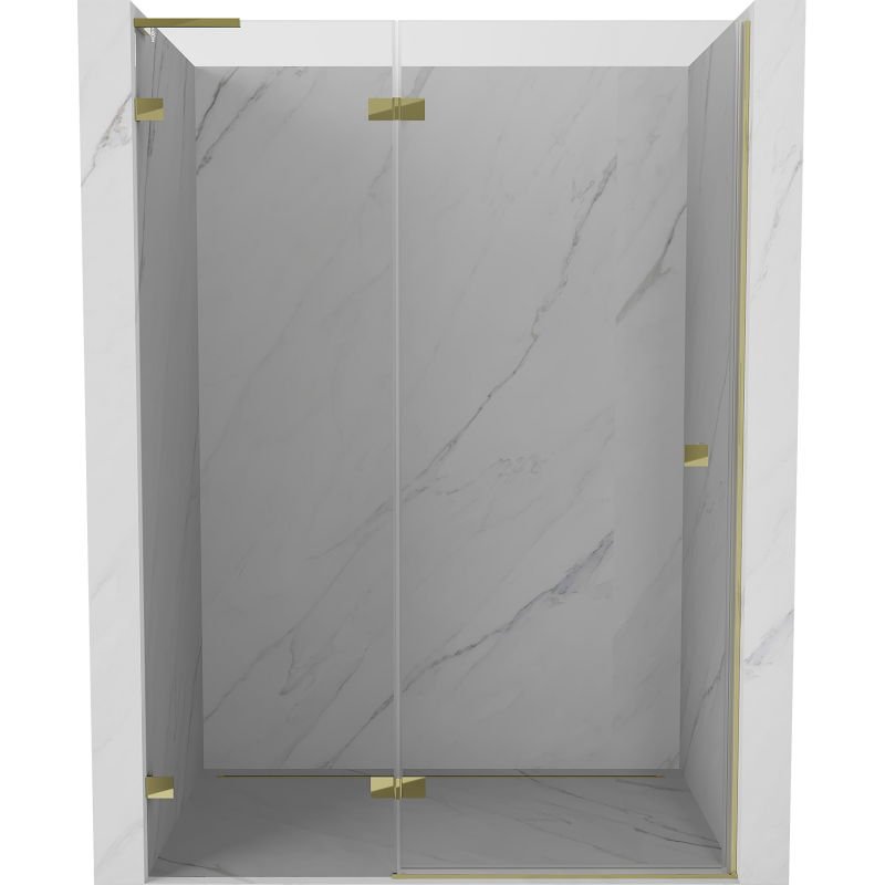 Mexen Lunar L drzwi prysznicowe uchylne lewe 140 cm, transparent, złote - 834L-140-000-50-00-L