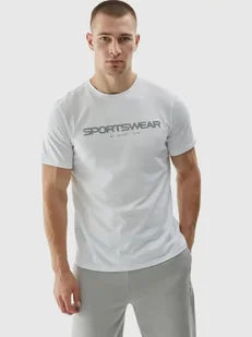 T-shirt regular z nadrukiem męski 4F 4FWAW24TTSHM1586-10S Biały - Koszulki męskie - miniaturka - grafika 1