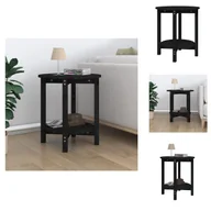 Ławy i stoliki kawowe - vidaXL Stolik kawowy czarny Ø 55x60 cm lite drewno sosnowe - Stoliki kawowe - miniaturka - grafika 1