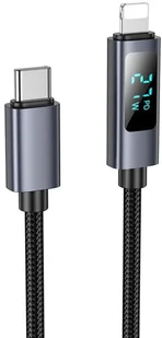 Kabel USB C do Lightning Hoco PD 27W z wyświetlaczem 1 m X112 czarny - Kable USB - miniaturka - grafika 1