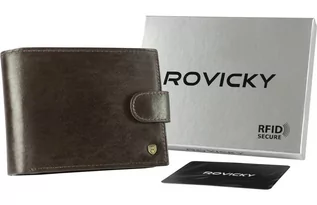 Portfele - Elegancki portfel męski z membraną antyskimmingową — Rovicky - grafika 1
