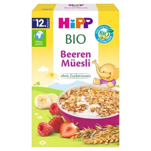 HiPP - Musli wielozbożowe Truskawki - Maliny dla niemowląt od 12. miesiąca - Płatki śniadaniowe i musli - miniaturka - grafika 1