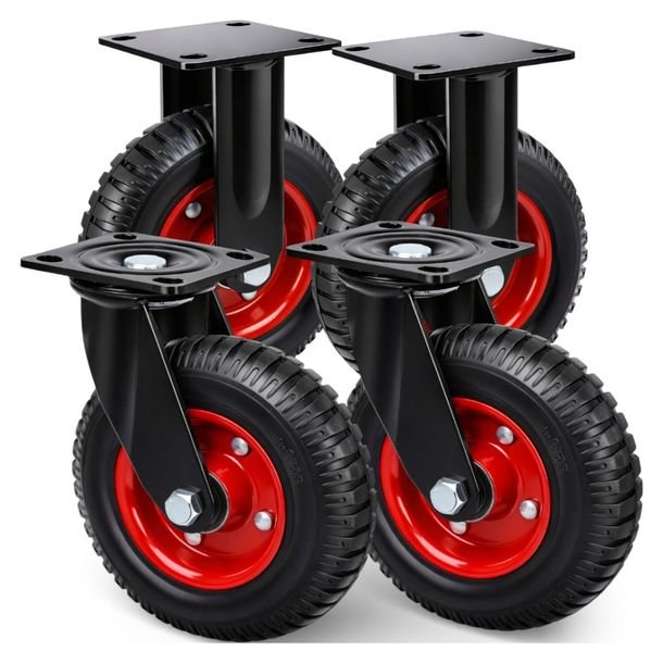 Wózek Transportowy Kółka Komplet Gumowe Pełne 206mm 940kg MOCNE ZESTAW 4szt