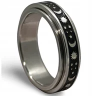 Pierścionki - Pierścionek antystresowy (obrotowy) motyw Słońca, Księżyca i Gwiazd czarny - miniaturka - grafika 1