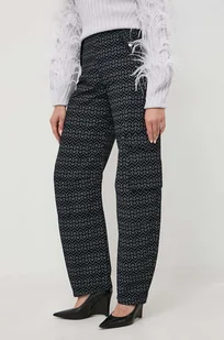 Patrizia Pepe spodnie bawełniane kolor czarny szerokie high waist - Spodnie damskie - miniaturka - grafika 1