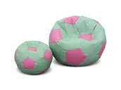 Fotele i pufy dla dzieci - Pufa piłka XXXL worek + gratis miętowo-różowa - miniaturka - grafika 1
